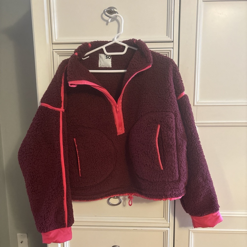 SO Burgundy and Pink Fleece Pullover